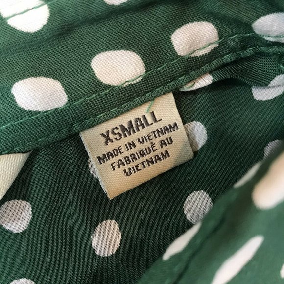 Anthropologie 11 1 Tylho Size XS Brynn Green Polka Dot Fit Flare Shirtdress - Picture 10 of 11